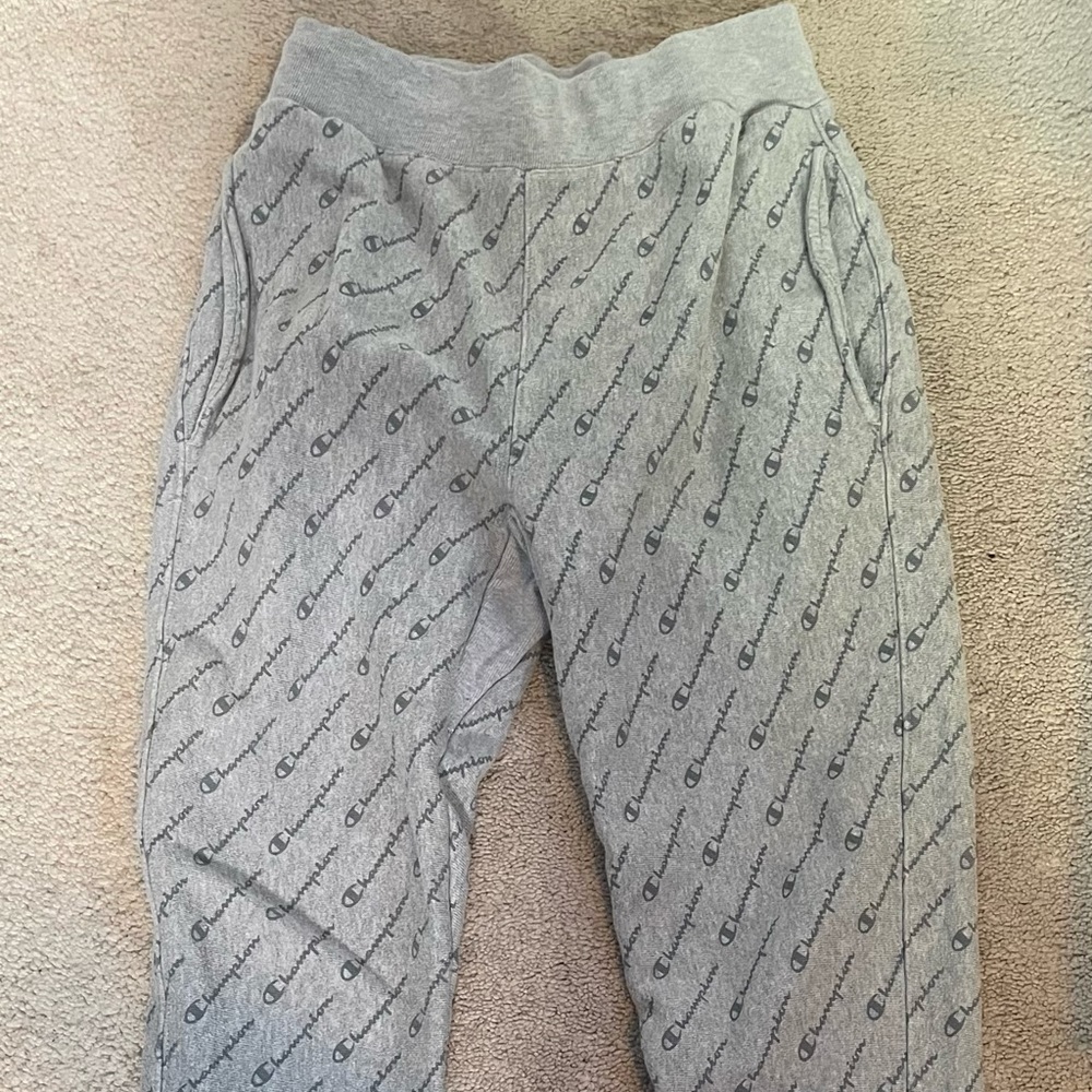 Champion reverse weave sweatpants logo all over